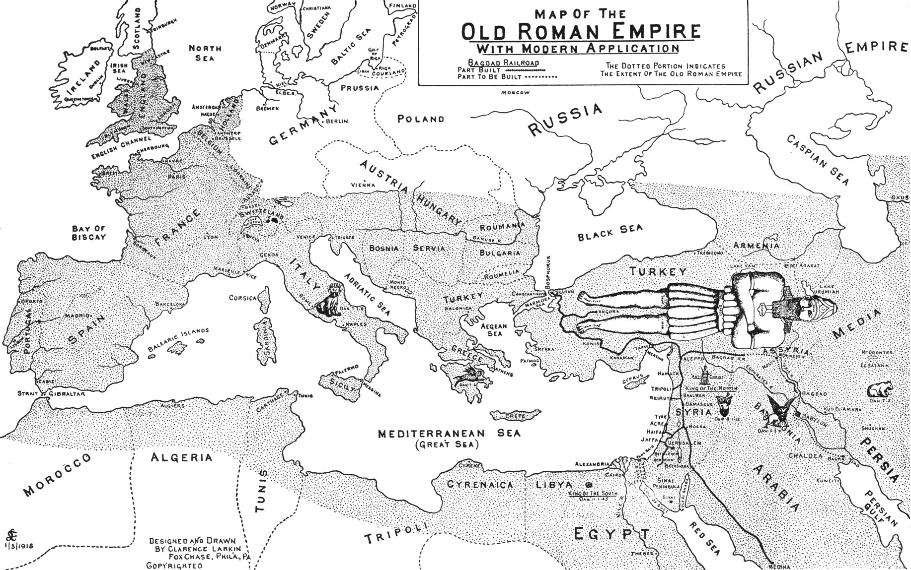 Map of the Old Roman Empire Illustration by Clarence Larkin